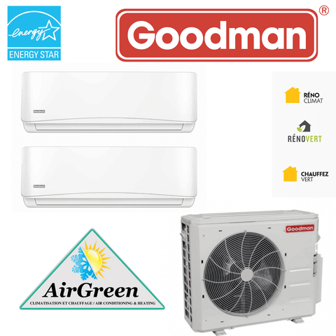 Thermopompe Double Zone Goodman Série 21 SEER Compresseur 36 000 BTU Montréal pour installation énergétique.