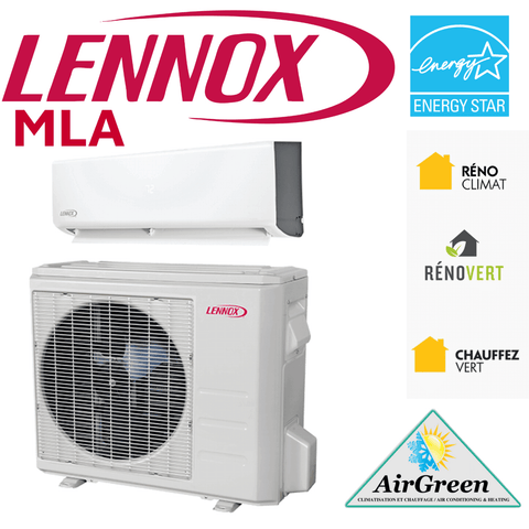 Thermopompe Murale Lennox MLA de 24 000 BTU Montréal avec certifications Energy Star et options de chauffage vert et climatisation.