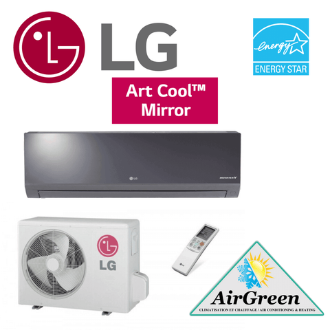 Thermopompe Murale LG ART COOL MIRROR de 24 000 BTU Montréal, climatisation écoénergétique avec télécommande et unité extérieure