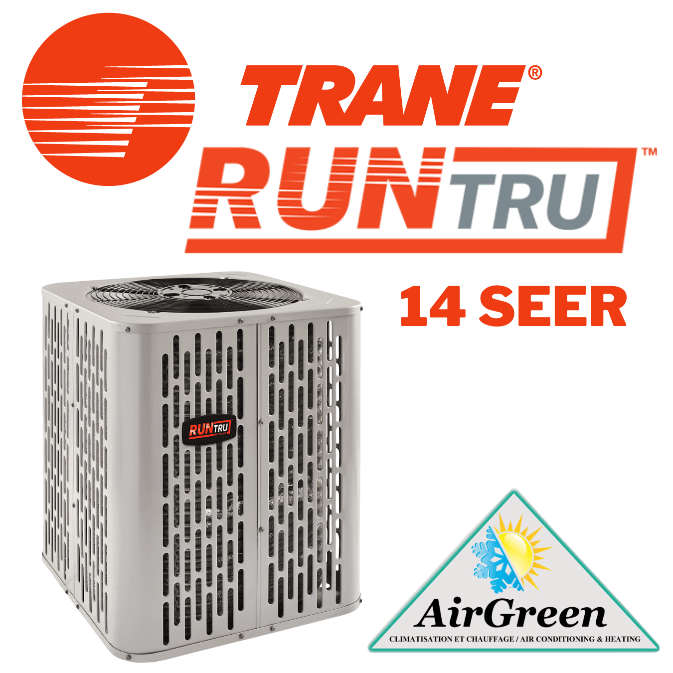 Thermopompe Centrale RunTru 14 SEER par TRANE de 2.5 Tonnes