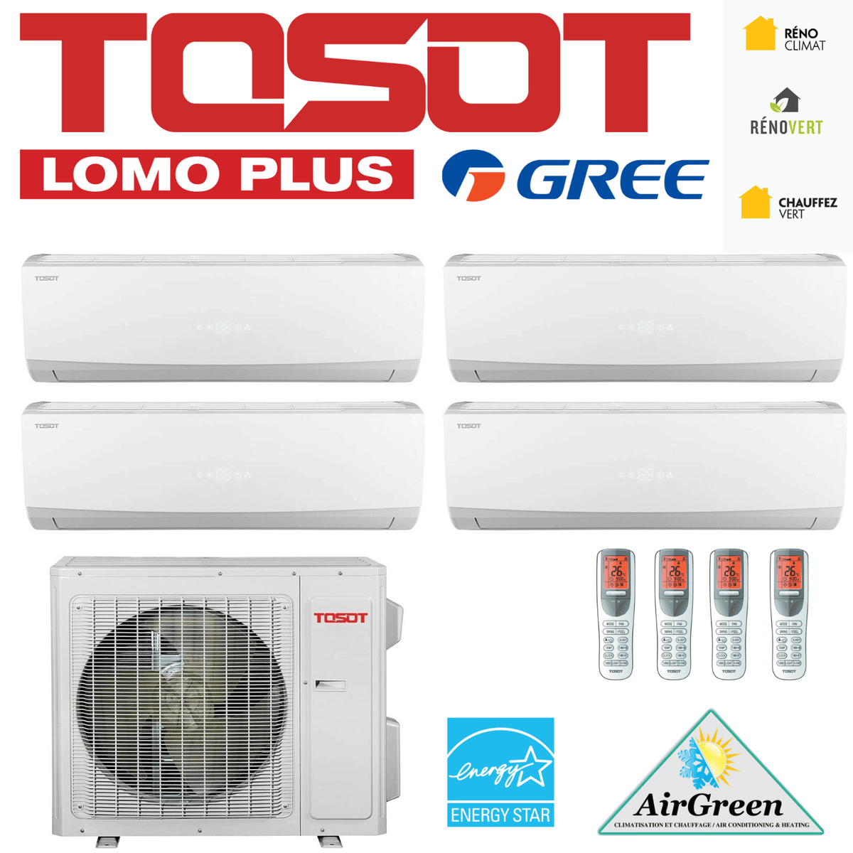 Thermopompe Quad Zone Tosot LomoPlus UltraHeat Compresseur 36 000 BTU