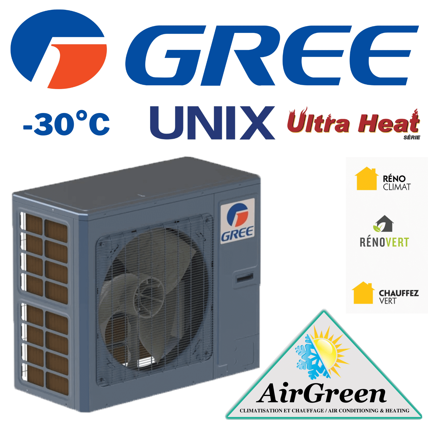 Central Heat Pump Gree UNIX 4 Ton Montreal, Laval, Longueuil, South ...